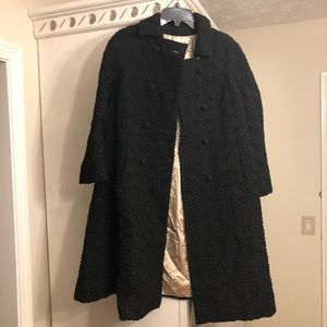 Vintage Black 3/4 Sleeve Dress Coat